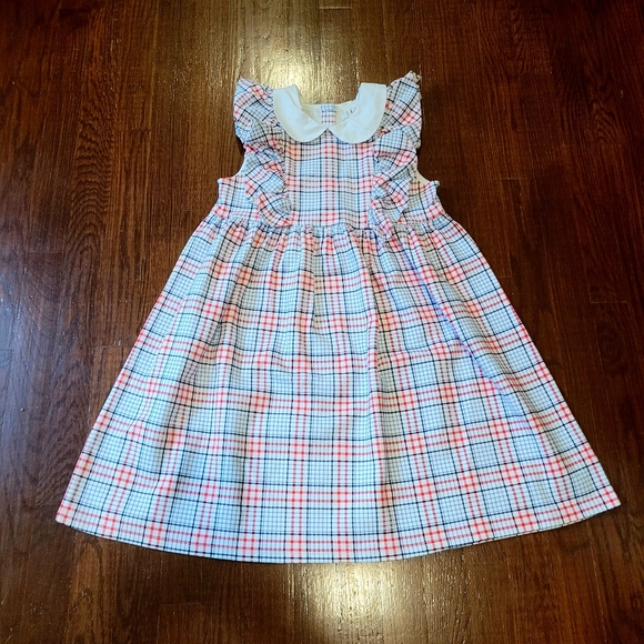 💈Janie and Jack Plaid Ruffle Peter Pan Collar Ponte Dress - Picture 4 of 5